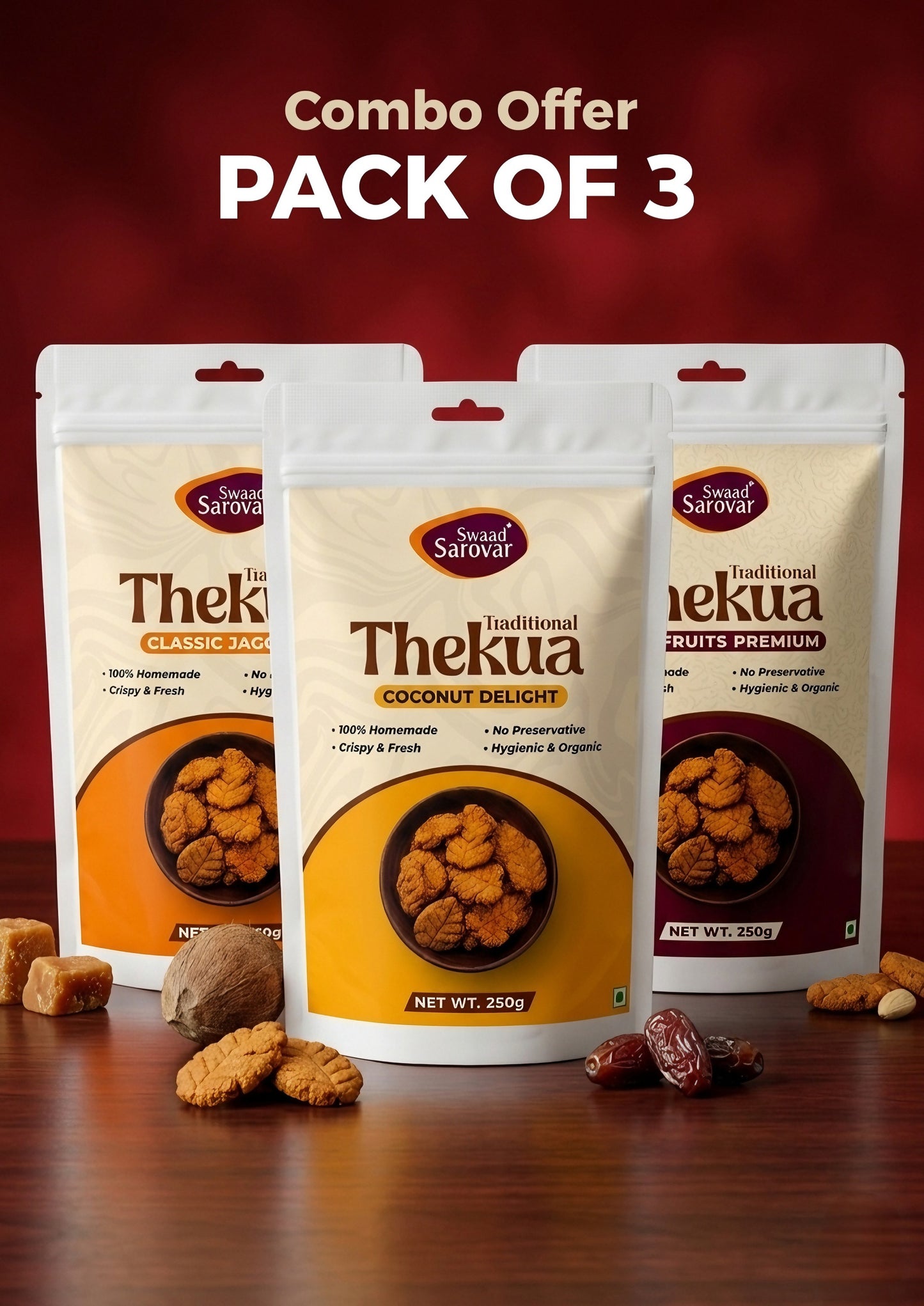 Traditional Thekua Trio Pack ( PACK OF 3 )